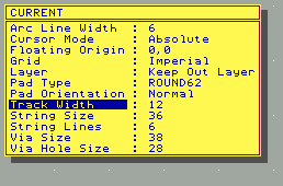 'Current' settings of PCB CAD